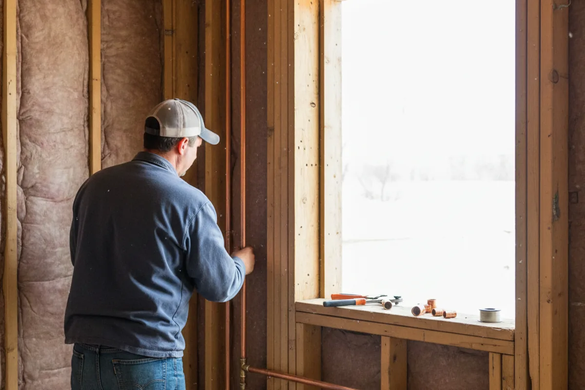 Licensed plumber running new copper supply lines in a West Haven home