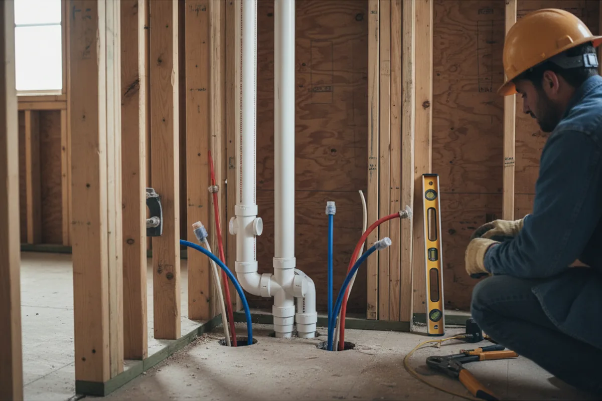 Drain and supply rough-in during Garbage Disposal Repair in West Haven